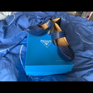 John Fluvog “Leader” Blue and Black Mary Jane